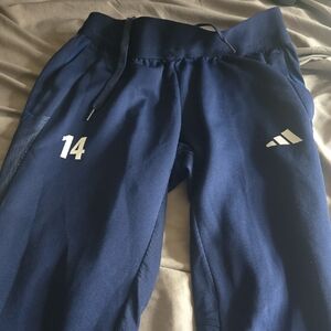 Adidas Kids Navy Joggers with White Accents